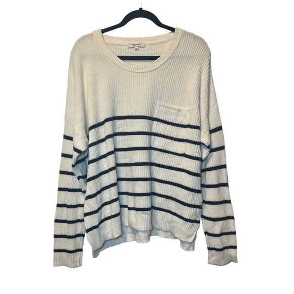 Madewell Thompson Nautical Stripe Pocket Pullover Sweater‎ Sz XL - Picture 1 of 4